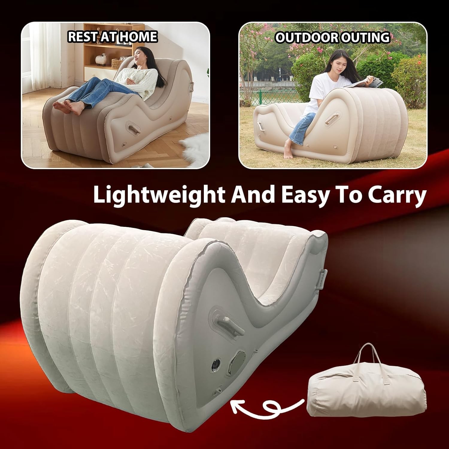 Automatic Inflatable Sex Sofa for G Spot Position Aid, Sex Furniture Sex Bondage Chair with Built-in Air Pump (White)