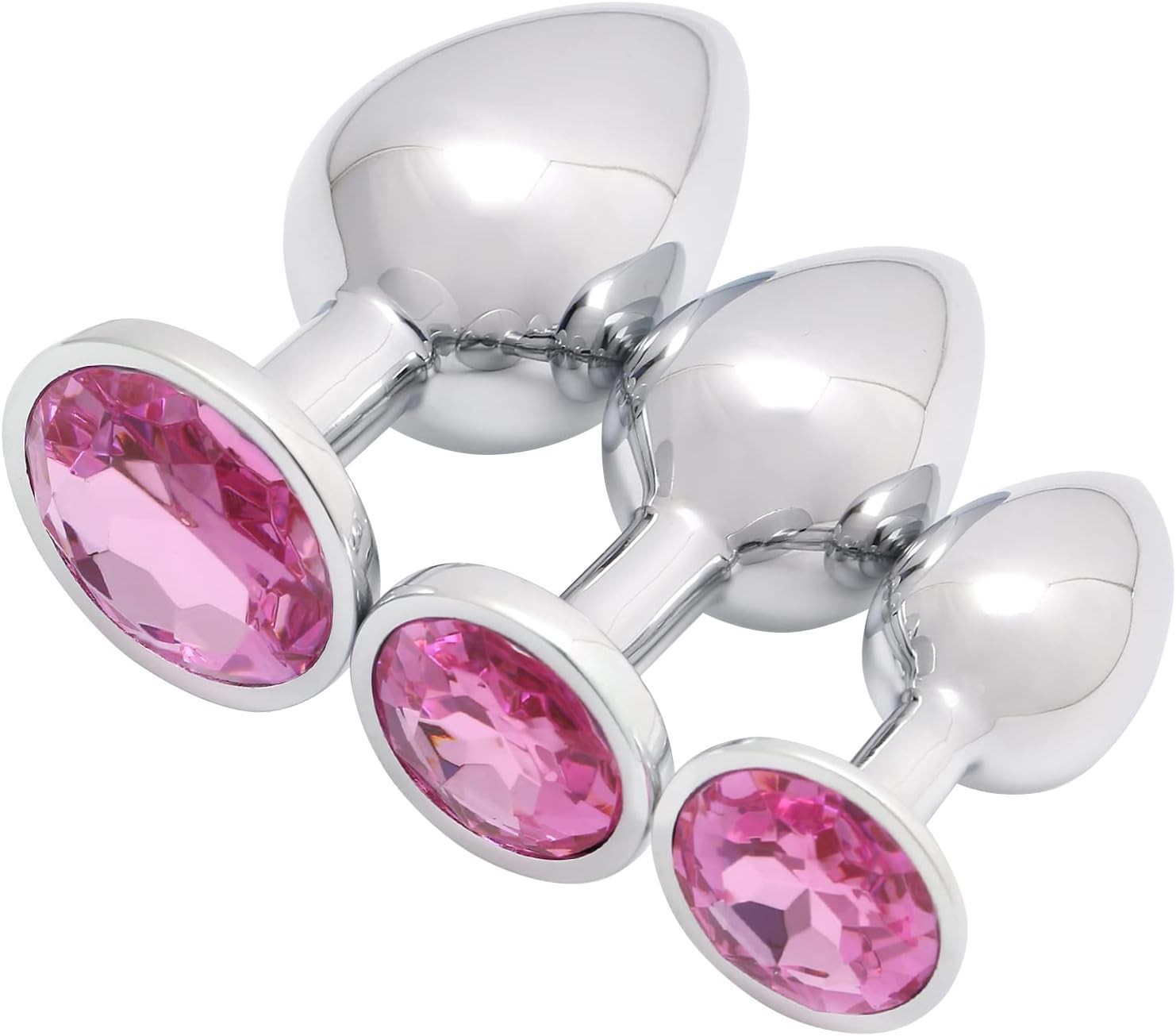Akstore 3 Pcs Luxury Jewelry Design Fetish Anal Butt Plug(Pink)