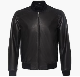 Italian genuine sheepskin leather bomber jacket -^