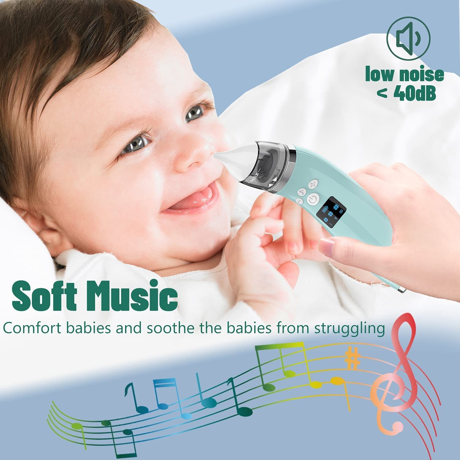 Baby Nasal Aspirator, Holnkme Electric Nose Suction 8#