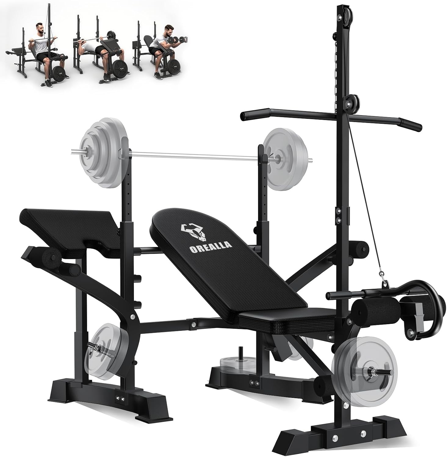Adjustable Weight Bench Press Set - Full Body Strength Training Workout Bench, 8 in 1 Multi-Function Exercise Equipment with Leg Developer, Preacher Curl Pad, Chest Fly for Home Gym