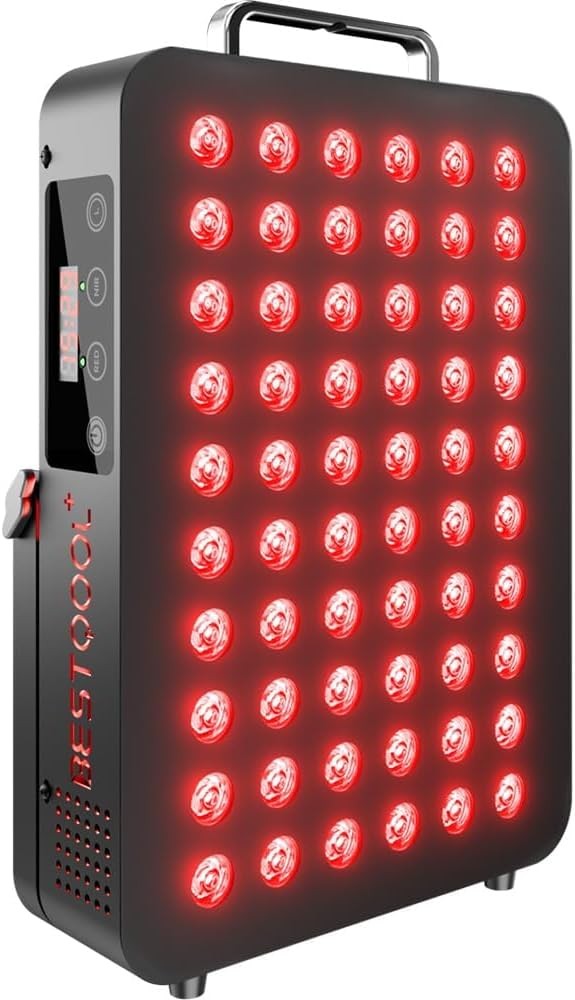 BestQool Red Light Therapy, Dual Chip Clinical Grade LED Device with Near-Infrared Light 660nm 850nm High Power Panel, Ideal for Body, Face, Recovery, Improve Sleep, Skin Health, 105W (Black 60)
