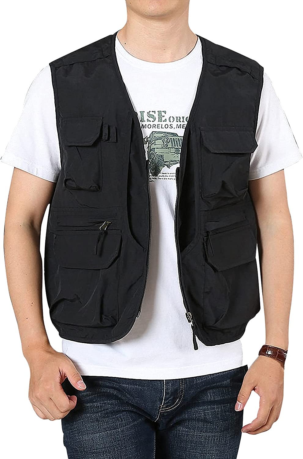 Arssm Men's Utility vest Outdoor Fishing Travel Safari Photo Cargo Vest for Men `
