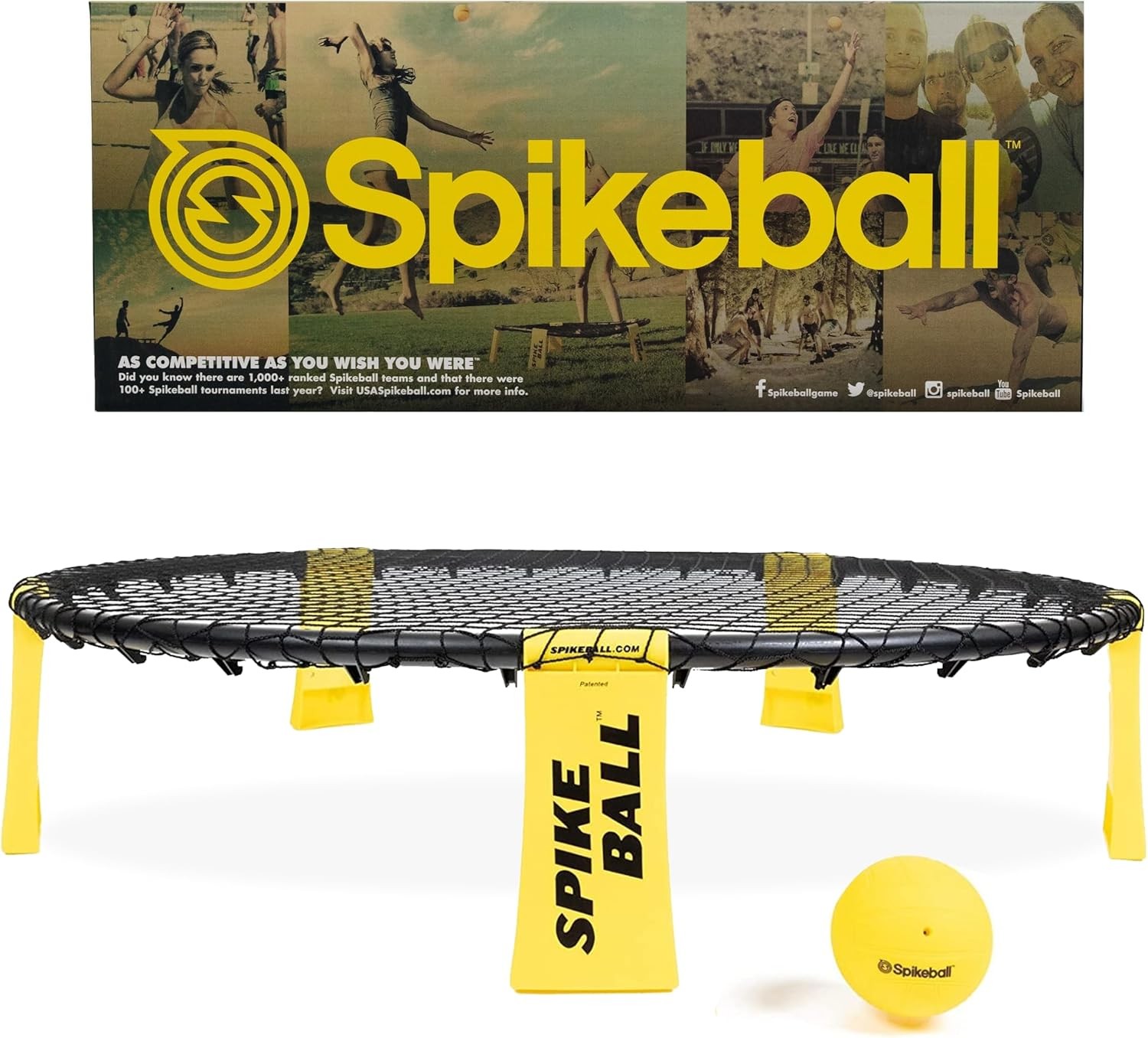 Spikeball The Original Kit 1-Ball Game Set - Outdoor, Yard & Camping Games - Includes Ball, Net, Drawstring Bag & Rulebook Set