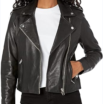 Lucky Brand Women's Classic Leather Biker Jacket ..1