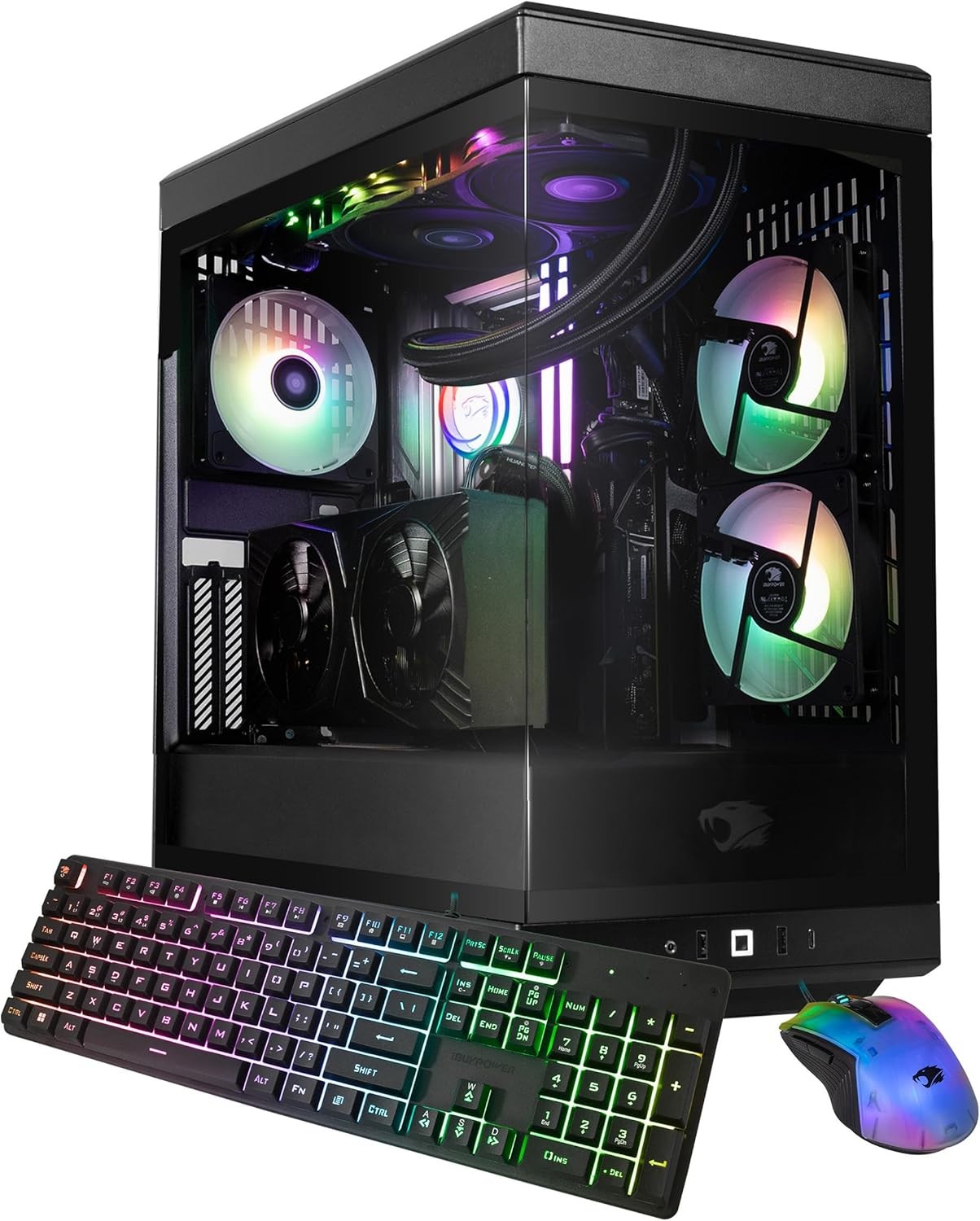 iBUYPOWER Y40 PRO Black Gaming PC Desktop Computer AMD Ryzen 9 7900X CPU, NVIDIA GeForce RTX 5070Ti 16GB GPU, 32GB DDR5 RGB 5200MHz RAM, 2TB NVMe SSD, Windows 11 Home, Keyboard, Mouse - Y40BA9N57T01