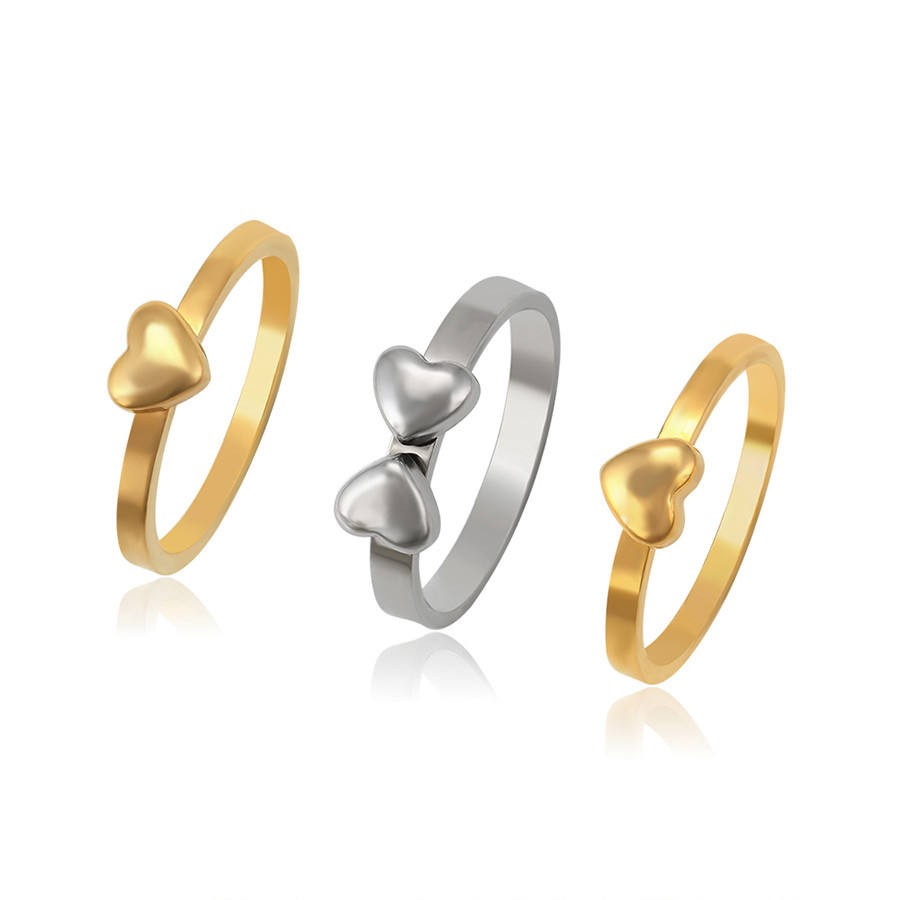 R-67 xuping jewelry wholesale Fashion Romantic Elegant Heart Bow Three Rings Stainless Steel Set Ring