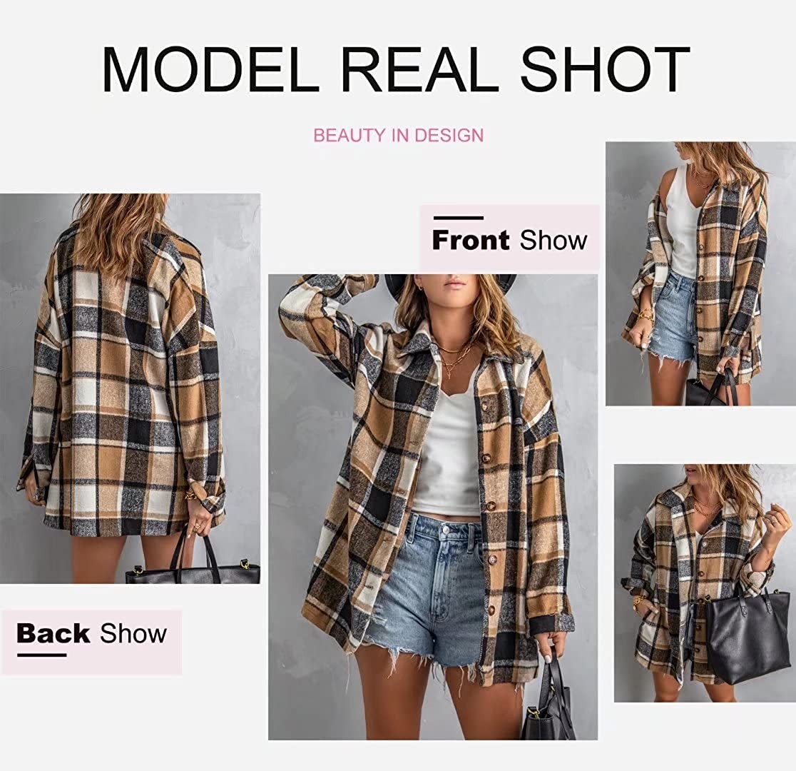 Dokotoo Women's Fashion Plaid Button 3，