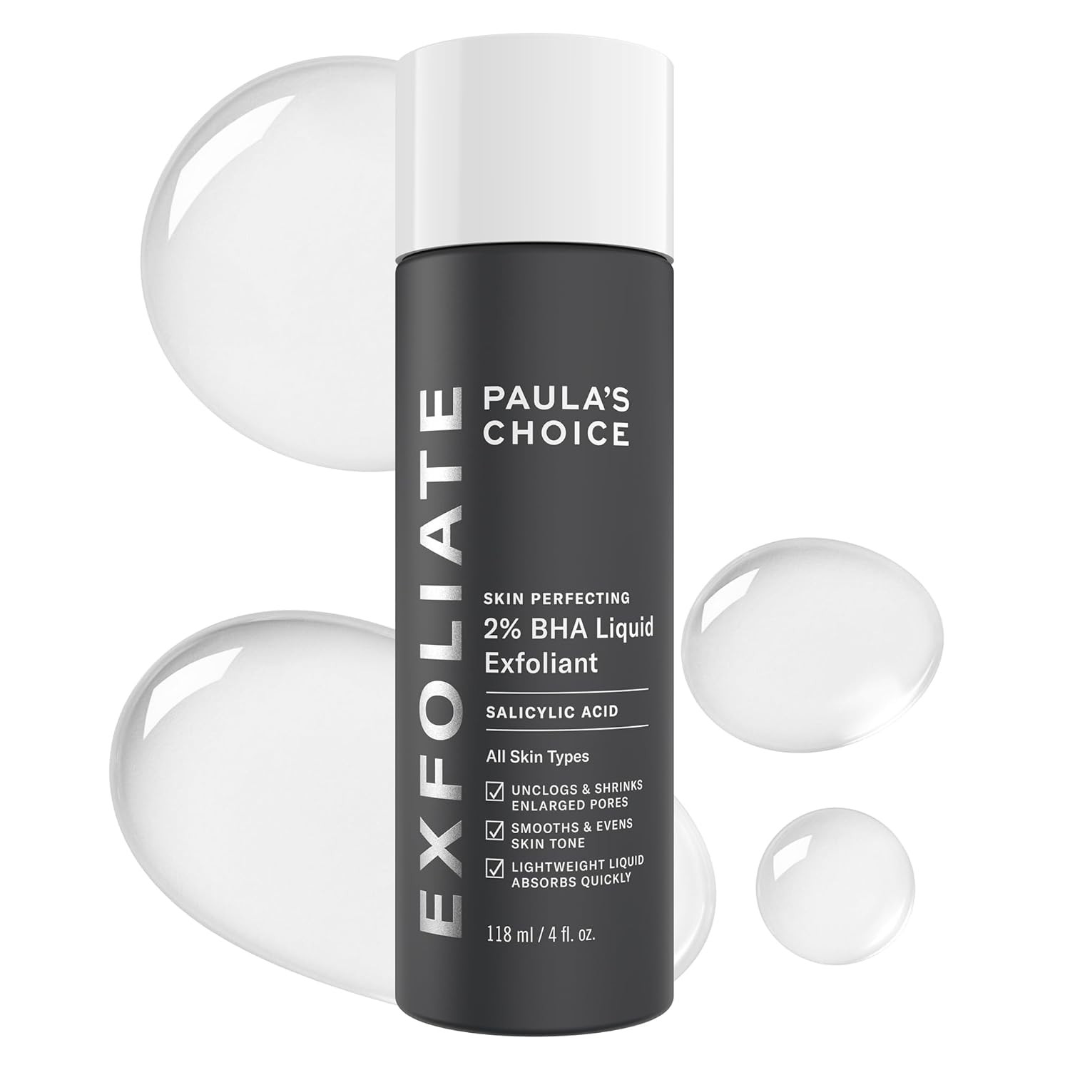 Paula's Choice SKIN PERFECTING 2% BHA Liquid Salicylic Acid Exfoliant-Facial Exfoliant for Enlarged Pores, Wrinkles & Fine Lines, Suitable for Blackhead-Prone Skin, Fragrance-Free