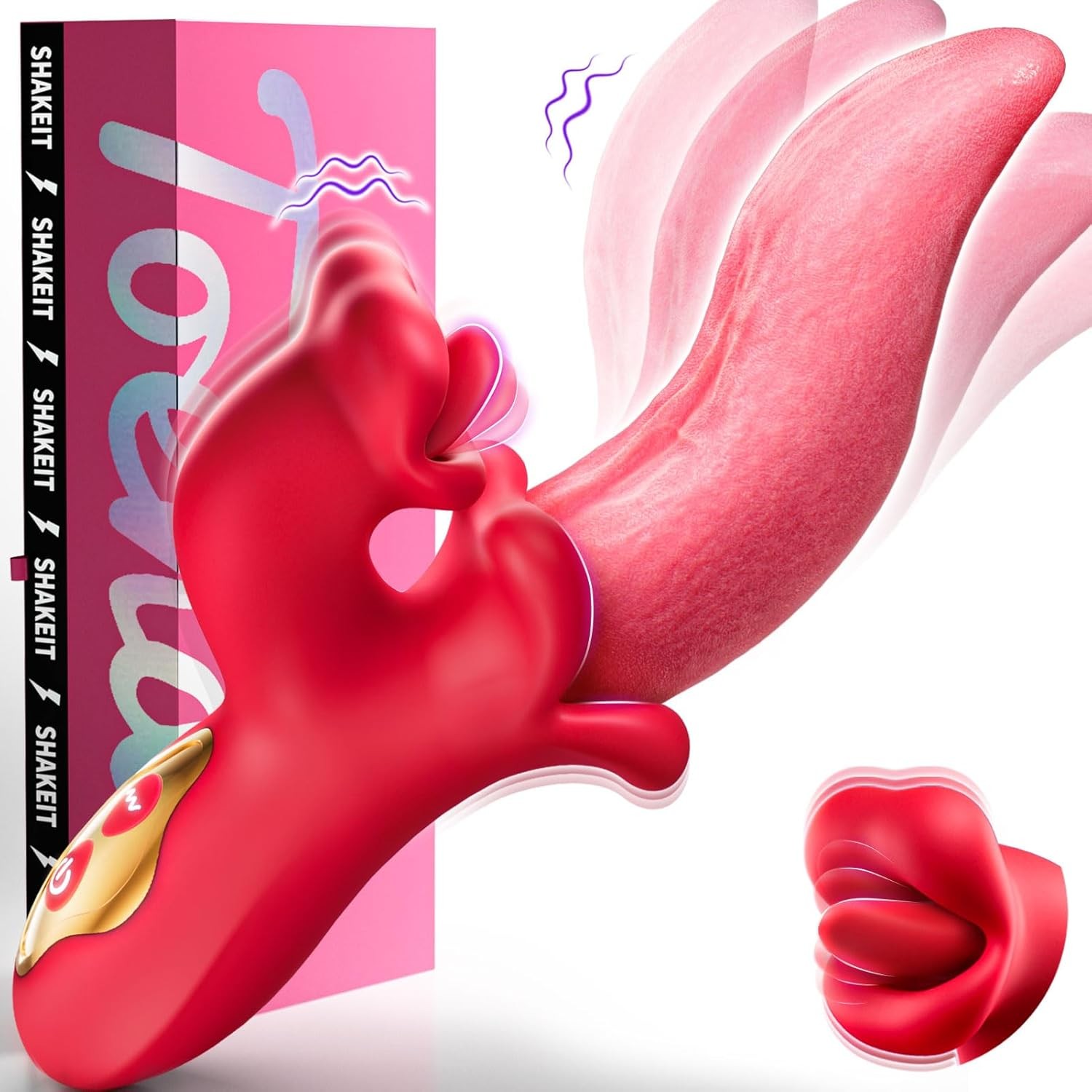 Vibrator Tongue Toy for Women - Sex Toys Thursting Vibrators Dildo with 9 Licking Swing Sucking & 9 Vibrating Mode, Rose Toy G Spot Rabbit Clit Adult Toys Dildos for Female Couples Games