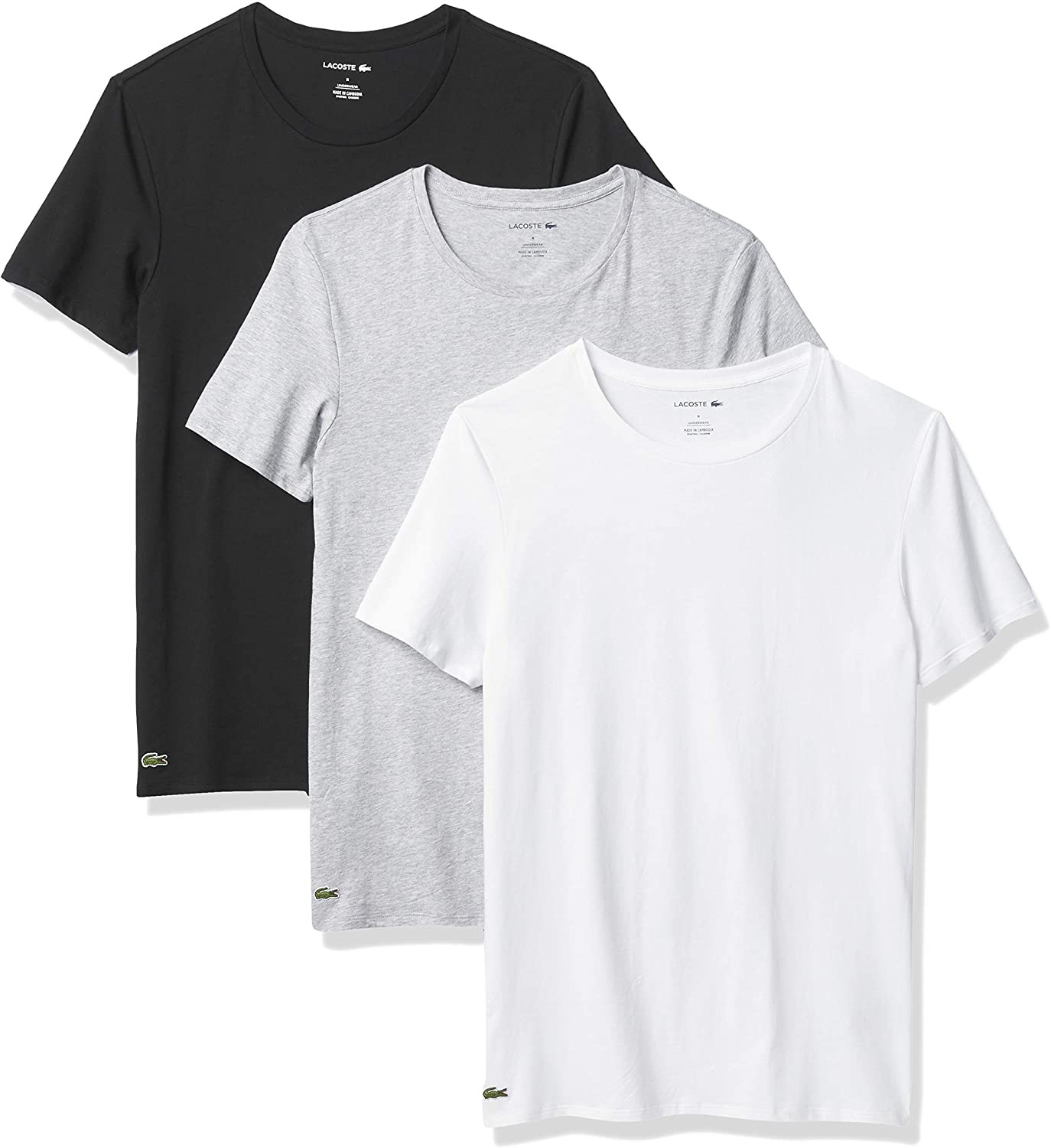 Lacoste Men's Essentials 3 Pack 100% Cotton Slim Fit Crew Neck T-Shirts 17A
