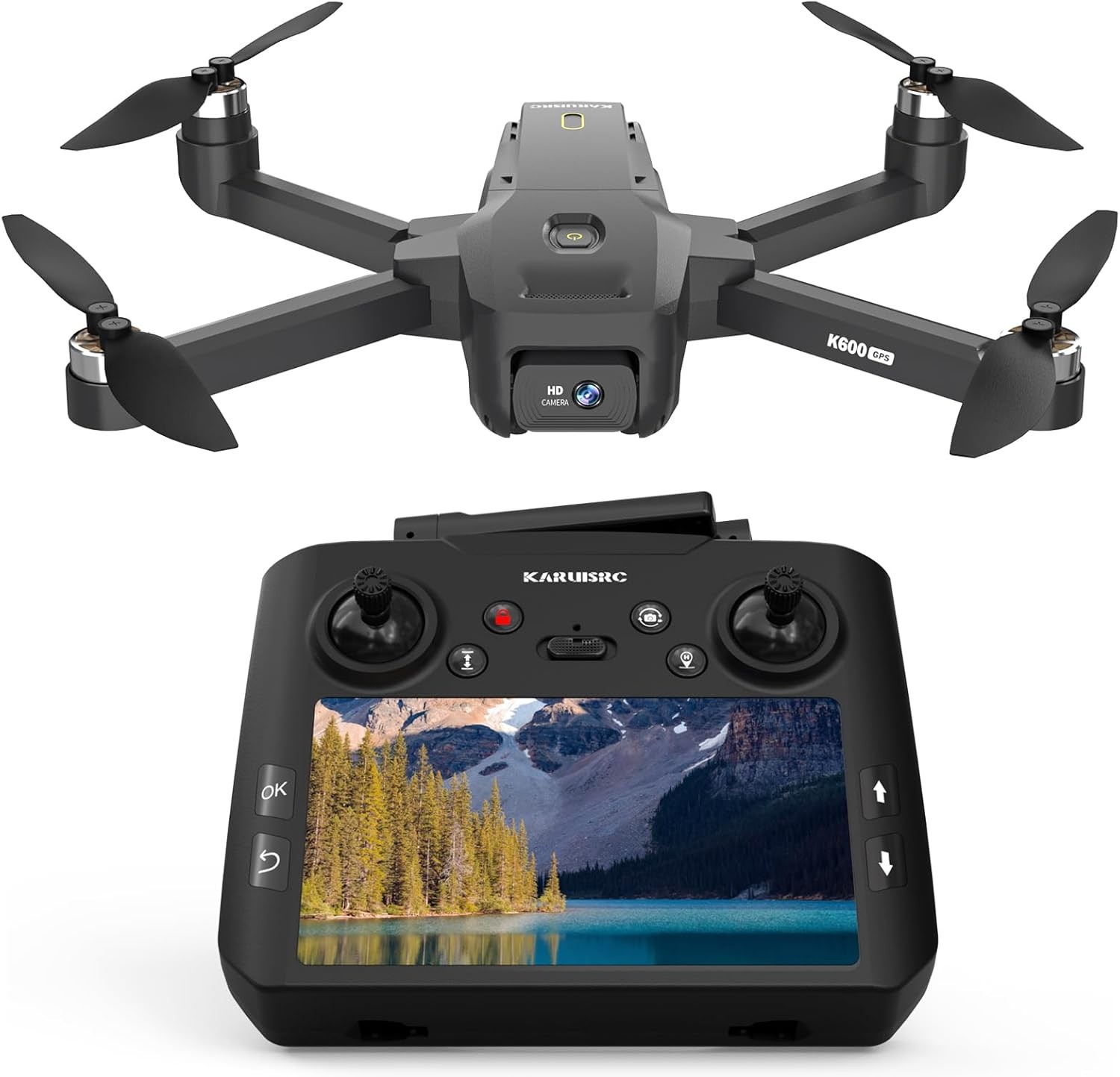 GPS Drone with Camera Adults 4.5 Inch LCD Screen,Follow Me Drone Professional Long Range for Beginner,Circle Fly Low Battery Alert Auto Return,Auto Hold Optical Flow Positioning,Foldable