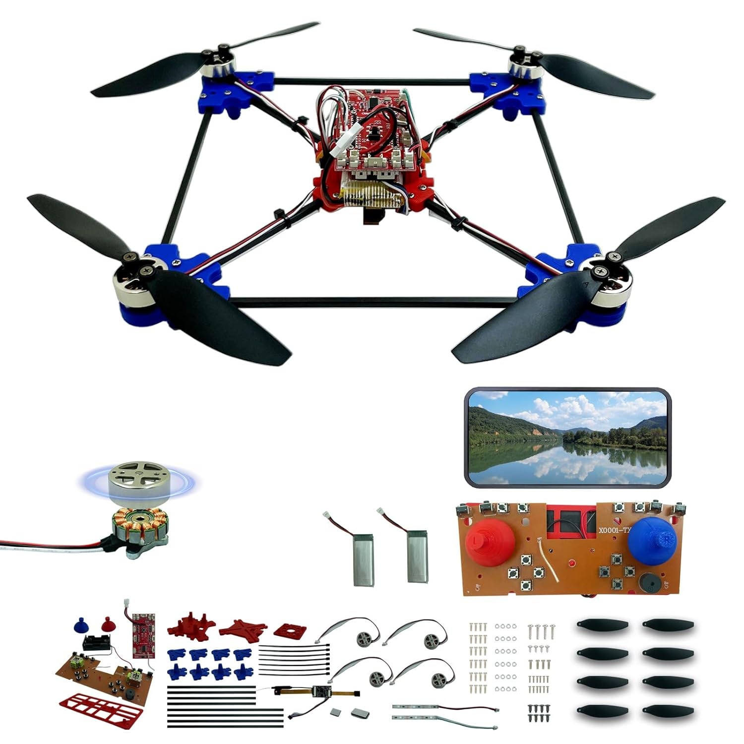 DIY Drone Kit with Brushless Motor & Dual Camera - STEM Building Project with Optical Flow Hovering, 360° Flips, One-Click Controls for Beginners to Learn Drone Engineering