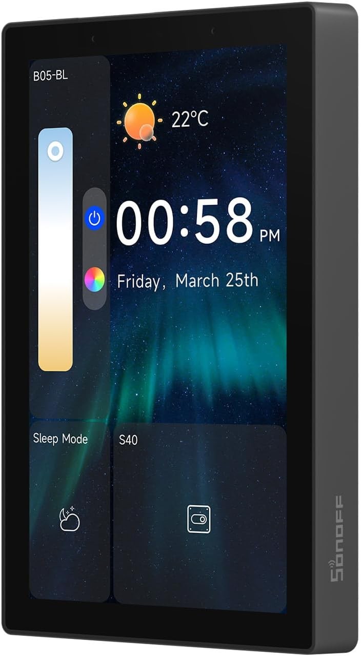SONOFF NSPanel Pro 120 Smart Home Control Panel, Integrate Zigbee Gateway with Home Security, 4.7-inch large display with Monitoring energy use, Viewing cameras, Thermostat, Browsing the web(Black)