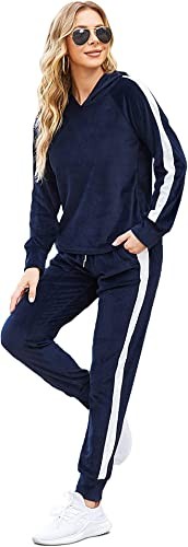 Hotouch Tracksuit Sets Womens 2 Piece Sweatsuits Velour Pullover Hoodie